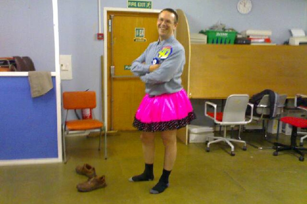 Pete in a skirt